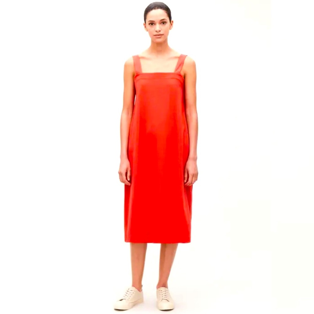 NWT Cos Apron Dress with Woven Straps in Red orig $99